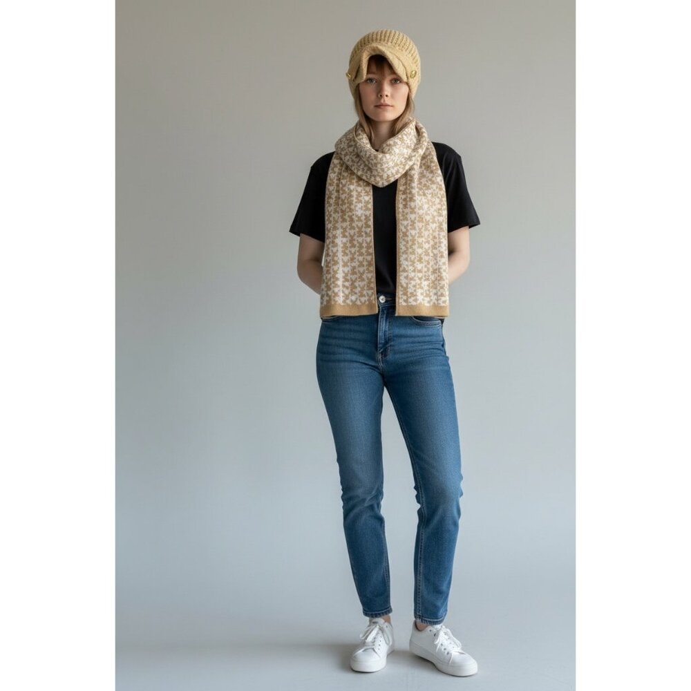 Michael Kors MK Logo Knit 2-Piece Set Hat & Scarf